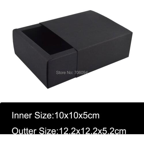 30pcs 12.2x12.2x5.2cm Black drawer paper box handmade Black gift box,Wedding party box,custom box logo