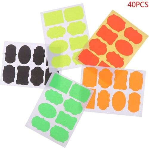 40pcs/5sheeets Colorful Chalkboard Board Spice Stickers Kitchen Jam Jar Organizers Label Stickers Blackboard Sticker