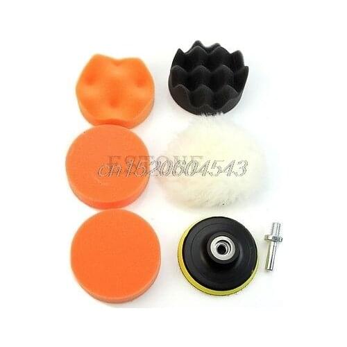 7Pcs 3'' Buffing Pad Auto Car Polishing Wheel Kit Buffer + M10 Drill Adapter R02 Whosale&DropShip