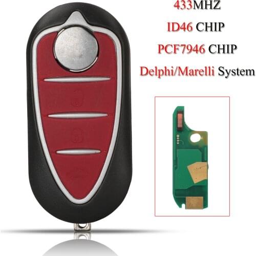 Kutery Folding Remote Car Key For Alfa Romeo Mito GTA Giulietta 433Mhz ID46 PCF7946 Chip 3 Buttons Car Key Delphi/Marelli System