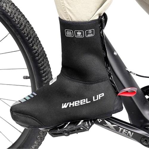Cycling Shoe Covers Thermal Fleece-Lined Shoe Cover for Bike Windproof Overshoes with Reflective Zipper