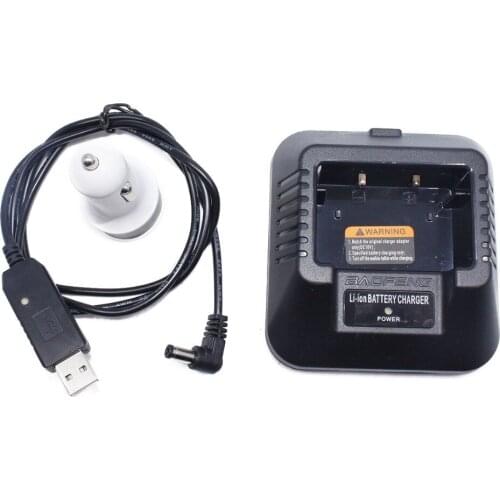 BaoFeng USB Cable Battery Charger With Indicator Light + Car Cigarette Lighter USB for Baofeng UV-5R Series Two Way Radios