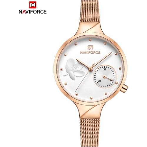 NAVIFORCE Watches Womens Brand Top Luxury Waterproof Quartz Ladies Wrist Watch Date Display Clock Gift For Girl Relogio Feminino