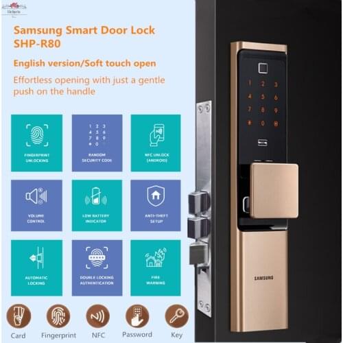 SAMSUNG Smart Fingerprint Digital Doorlock SHP-R80 Security Automatic Electronic Home Lock With Password,Card,Key,Phone NFC