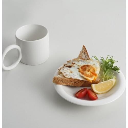 Cutelife Nordic Round White Ceramic Dish Plate Cute Kitchen Party Wedding Cake Plate Coffee Breakfast Dessert Sushi Plate Decor