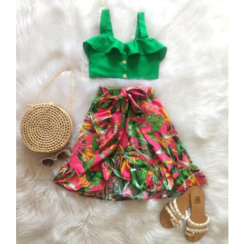 Kids Baby Girls Summer Clothes Floral Outfits Ruffle Top Bowknot Shorts Sunsuit