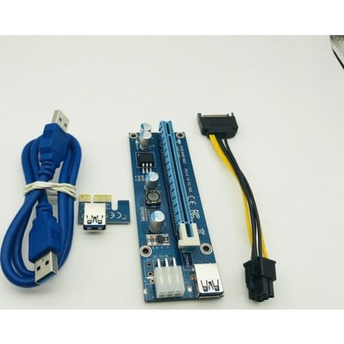 008C USB 3.0 Data Cable PC PCIe PCI-E PCI Express Riser Card 1x to 16xSATA to 6Pin IDE Molex Power Supply for BTC Miner Machine