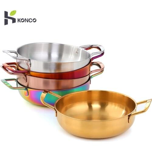Korean style instant noodle pot Stainelss steel Pan 21/26cm Gas Induction Pot Kitchen Cookware Frying Pan Noodle Pot