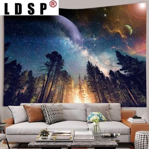 LDSP Home Decor Starry Sky Tapestry Wall Hanging Hippie Dragon Forest Psychedelic Farmhouse Tenture Tapisserie Beach Custom