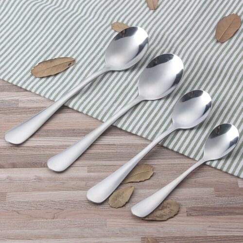 Stainless Steel Rice Spoon 4 Sizes Tea Coffee Soup Rice Spoon Tableware New Arrivals Silver Kitchen Tools