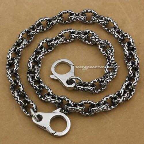 14" ~ 36" 316L Stainless Steel Double Heart Mens Biker Rocker Punk Wallet Chain 5S003WC 3P3