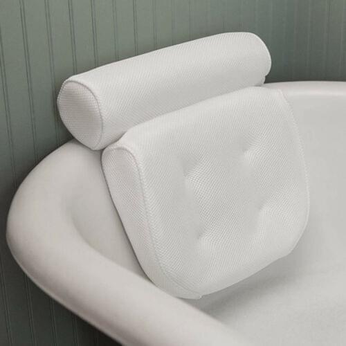 Soft Mesh Pillow Bathroom Bathtub Pillow Backrest Headrest Suction Cup Cushion Solid Hot Spa Pillow