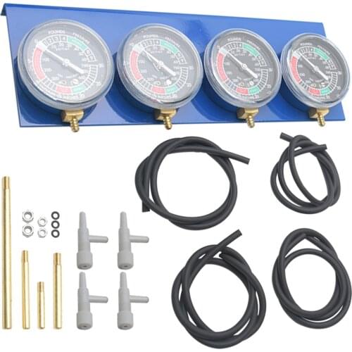 Carburetor Synchronizer Vacuum Gauge Kit Balancer Metal Base Clear Dial Motorcycle Accessory With Hose Easy Install For Engines