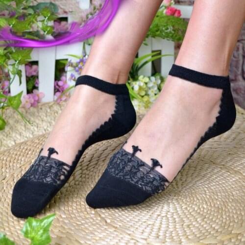 6pcs/lot Korea style mesh summer ice silk color Socks slippers lilac blue pink Invisible Transparent short socks