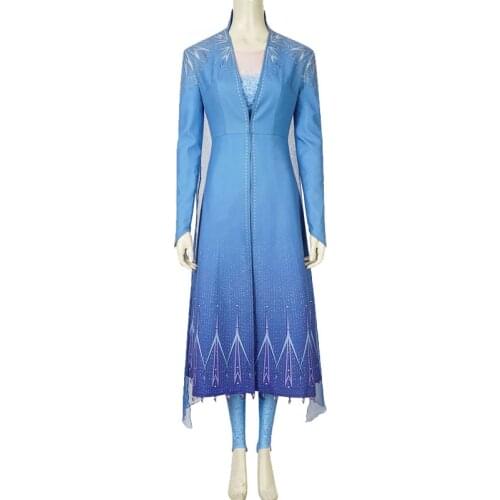 New Moive Queen Elsa Costume Princess Cosplay Adult Halloween Carnival Party Dress Skirt Shoes Belt