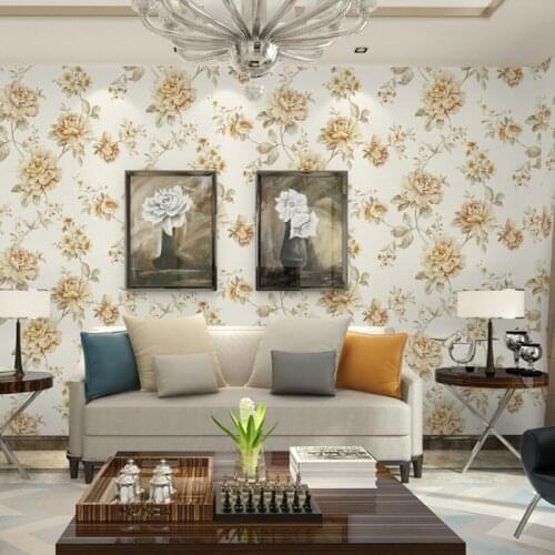 Beibehang Retro American pastoral environmental wallpaper deep embossed living room bedroom TV background wall large flower wall