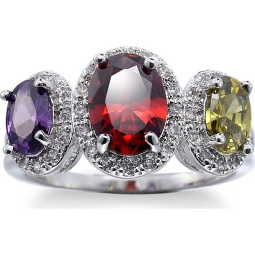 Charm Female Crystal Zircon Stone Ring Multi Colors/White Crystal Ring Wedding Band Jewelry Promise Engagement Rings For Women