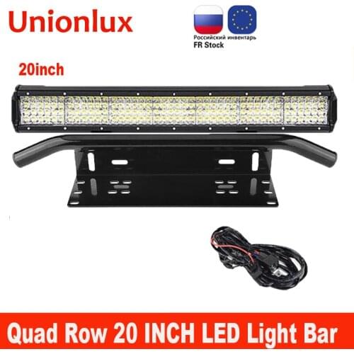 20inch combo led light bar 12V 4- Row+ 23" bull bar front bumper license plate Mount bracket For Offroad 4x4 trucks tractor car