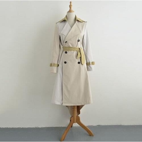 Khaki Trench Coat Women Summer British Style Solid Color Double-breasted Outwear Fashion Button Windbreaker Female With Belt Q17