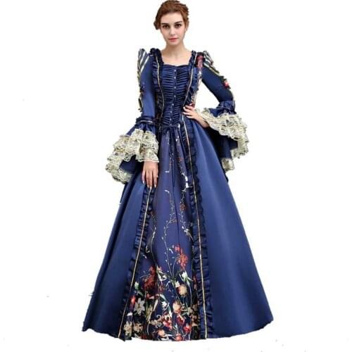 18th Century dress Rococo Baroque Marie Antoinette Ball Dresses Renaissance Historical Period Blue Dress Gown