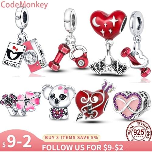 CodeMonkey Enamel Fish Pendant 925 Sterling Silver DANGLE CHARM Fit Bracelet Necklace Women Fine Jewelry CMC085