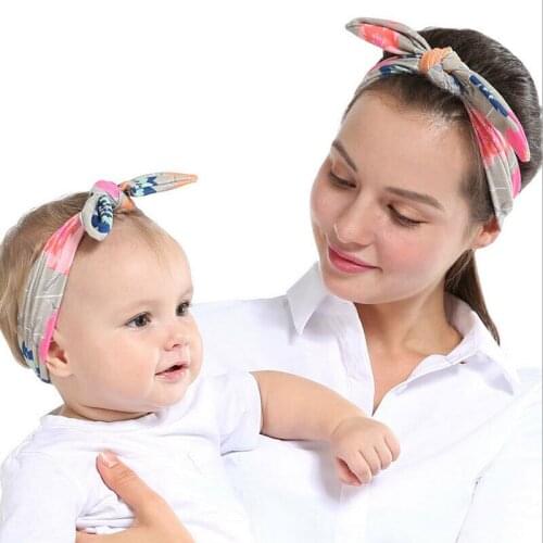 2pcs Girl Elastic Knotted Turban Hair Band Headband Headwear Geometric Mom Mother & Daughter Kids Baby Girl Headband Hair Band