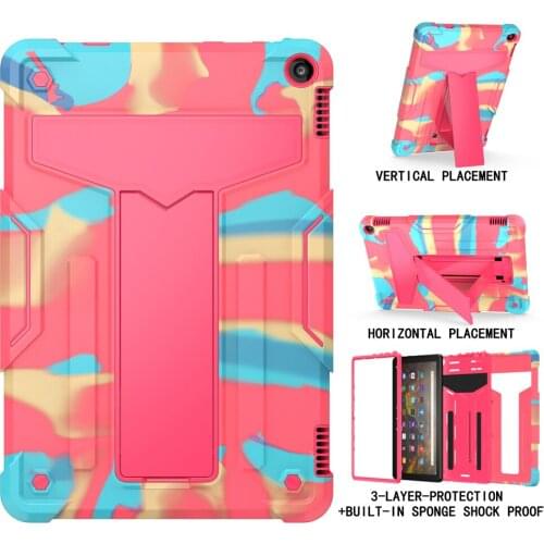 Shockproof Stand Tablet Cover Fundas for A mazon Fire HD10 HD 10 Plus 10plus 10.1 2021 Case Coque Hard PC TPU Silicone Shell