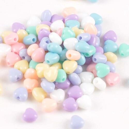Mixed Color Acrylic Heart Spacer Beads Fit Jewelry Handmade 7mm 100Pcs YKL0218X