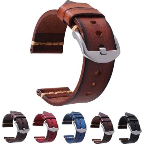 Classic Vintage Genuine Leather Watch Band for Galaxy Gear S3 Watch Handmade Strap 18/20/22/24/26mm Pin Buckle Wrist Bracelets