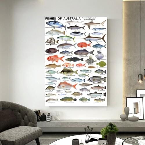 Fishing Angling Art Canvas Painting Posters Prints Breeds Of Fish Freshwater Fish Wall Picture for Home Room Decoration Wall Dec