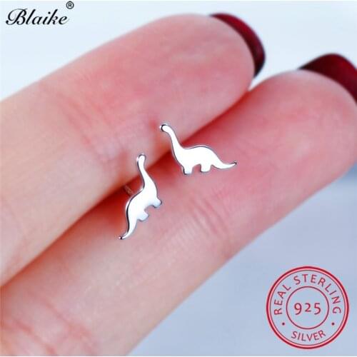 Girls Cute Animal Dinosaur Stud Earrings For Women Men Minimalist Small Daily Piercing Earrings s925 Silver Wedding Fine Jewelry