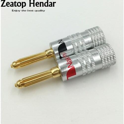 2Pcs 24K Gold Plated 4mm Nakamichi Banana Plug For Video Speaker Copper Adapter Audio Connector