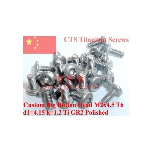 Titanium screws M2x4.5 Torx T6 driver Custom Big Button Head 25 pcs Ti GR2