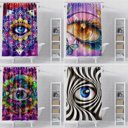 3D Watercolor Big Eye Shower Curtain Polyester Waerproof Bathroom Curtain Fabric Solid Shower Curtains For Bathroom Hooks
