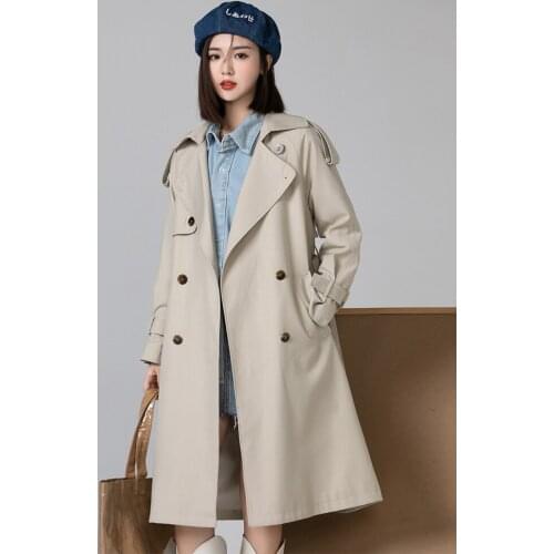 High end windbreaker womens medium long style 2021 spring autumn the new Korean small man early autumn