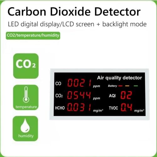 W17 Indoor Air Quality Monitor Rechargeable CO CO2 Formaldehyde HCHO TVOC AQI Detector Real Time Tester for Car Home Office