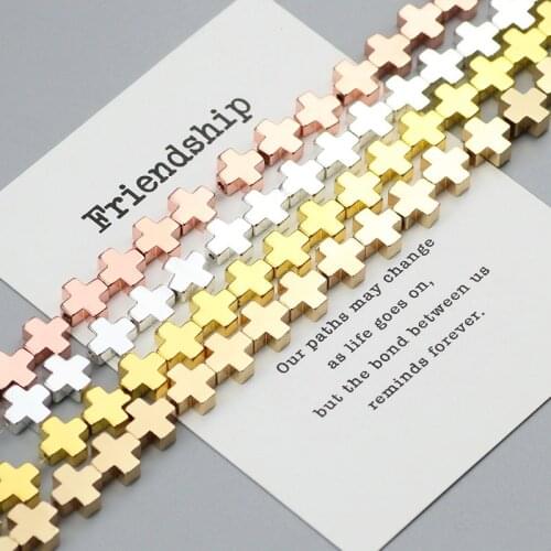 WLYeeS Silvers Jesus Cross Natural Hematite Stone Beads 8mm Pendant Spacer loose bead for Jewelry Making DIY Bracelet Accessries