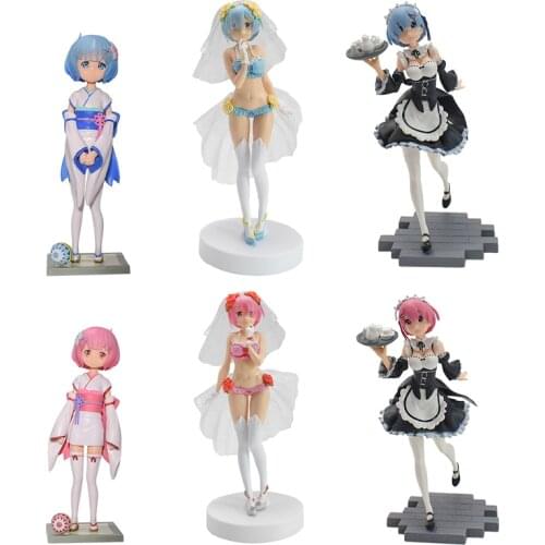 Japan Anime Re:Zero − Starting Life in Another World 6 Designs Ram Rem Characters Action Figures Cute Girls Doll Toys