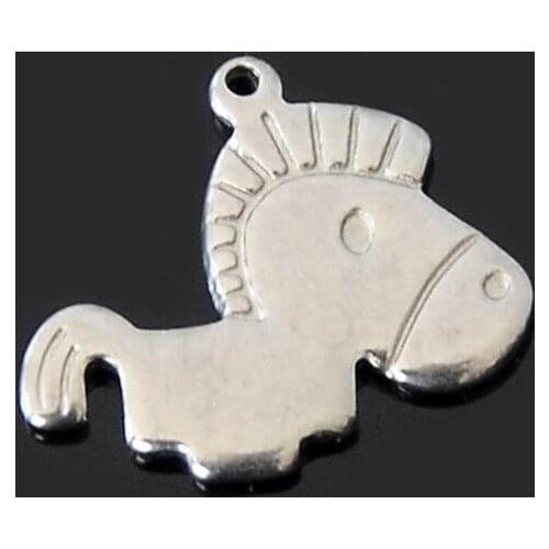 Wholesale 50cs DIY Handmade Jewelry Accessories 18*14mm Animal Pendant Stainless Steel Lovely Pony Charms