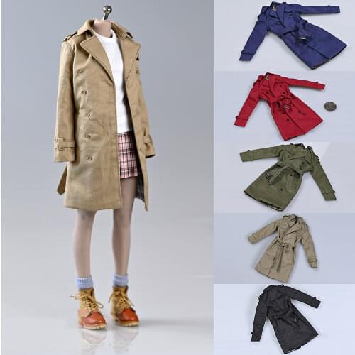 1/6 Female Soldier Encapsulated Body Classic British Retro Long Trench Coat fit 12 inch Action Figure Body Accessories
