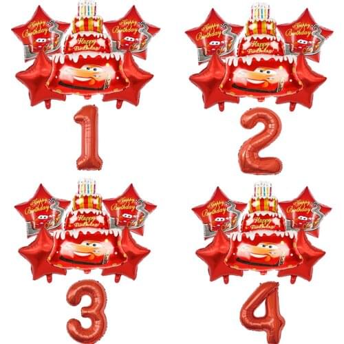 1 set Disney McQueen Cake Balloon Kids Car Theme birthday party Birthday Decoration Balloon Kids toy 32inch Red Number Balloon