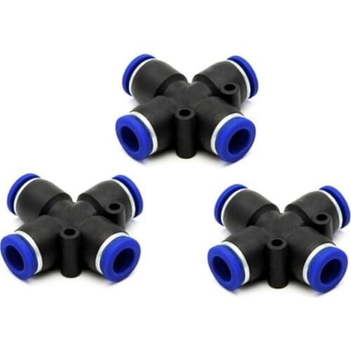 10PCS PZA-4 PZA-6 PZA-8 PZA-10 PZA-12 Tube O/D 4mm-12mm Cross Style Four Way Plastic Pneumatic Quick Connector Push In Fittings
