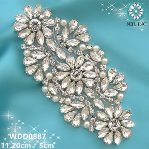 30PCS )Wholesale bridal beaded sewing crystal rhinestone applique iron on for wedding dress WDD0887