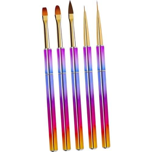 5pcs UV Nail Art Brushes Pen Builder Gel Brush for Home Salon