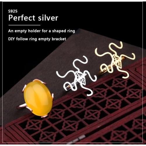 925 Sterling Silver Ring Rose Gold Rings Base Blank Cabochons DIY Connectors for Jewelry Making Accessories