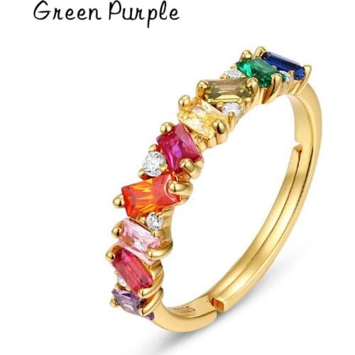 925 Sterling Sliver Rings For Women Green Purple Zircon Ring Minimalism Anelli Punk Aneis Boho Anillos Rings for Women
