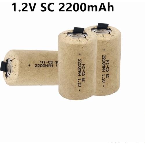2-20 PCS New NI-CD 1.2v SC2200mah Rechargeable batteries 1.2v SC power bank 2200mah SC accumulator SUB C battery