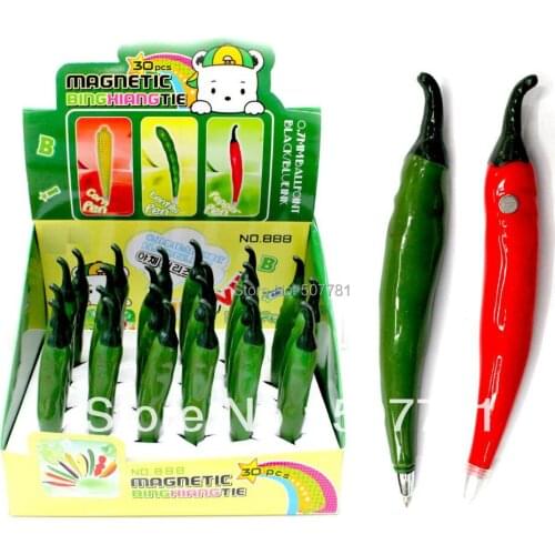 [Free shipping] NEW !Promotional Magnetism !Fruits and vegetables pens with Magnetism !! Personality pen- Chili pen, 30pcs /lot