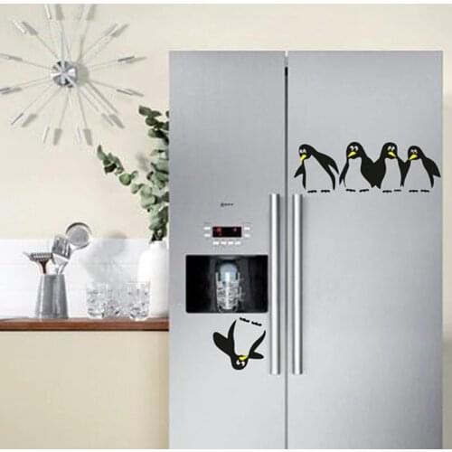 Adhesivos divertidos de pingüino para nevera o cocina, adhesivos para pared de cocina tallado blanco, adhesivos de borde para