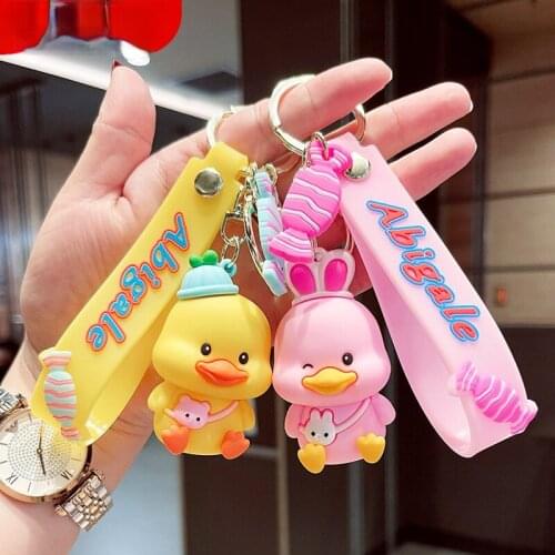 Shoulder Bag Duck Keychain Female Cute Creative Little Duck Car Key Chain Ring Ornament School Bag Pendant Soft Rubber Doll